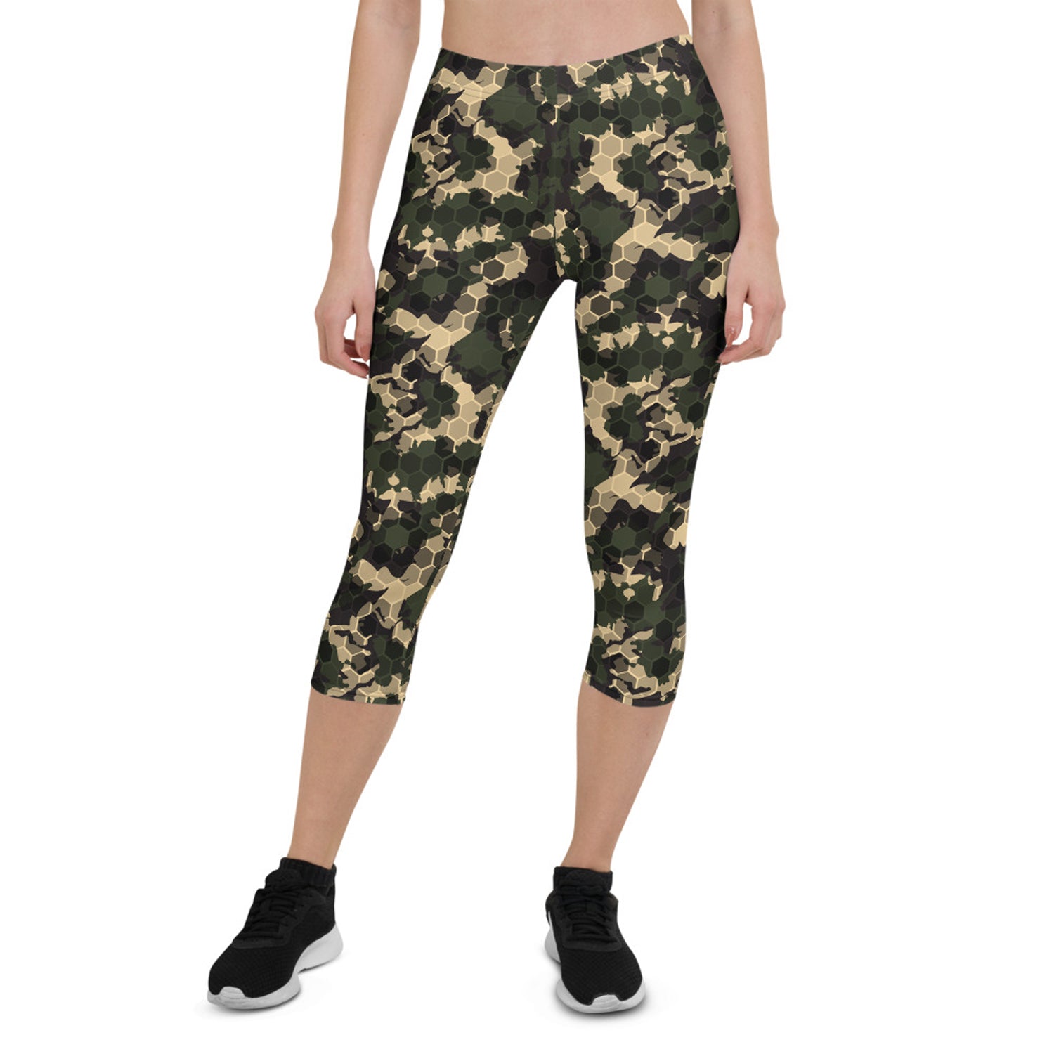 Womens Army Camo Capri Leggings with Honeycombs MARY JANE S ATHLETICS