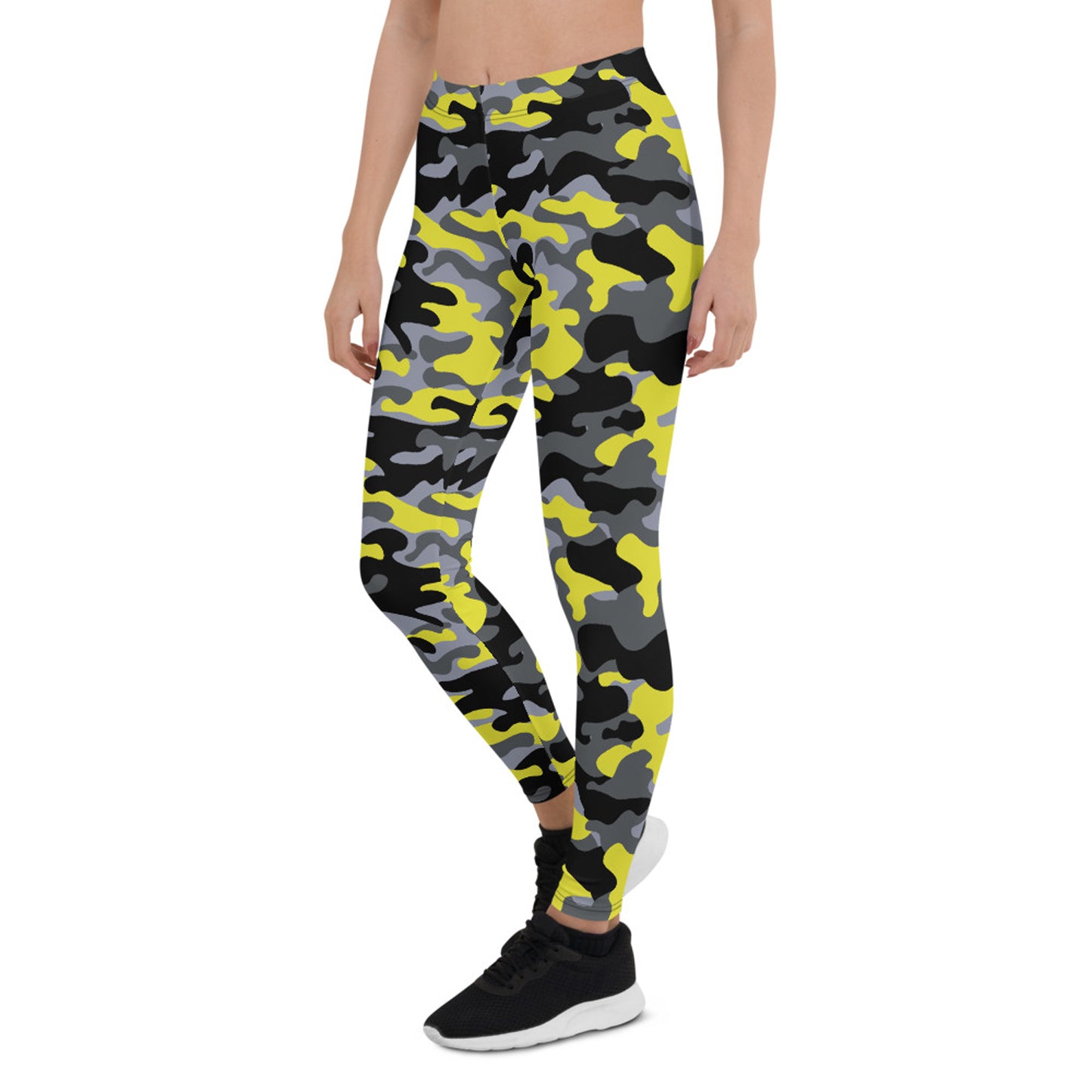 Yellow and Gray Camo Leggings for Women