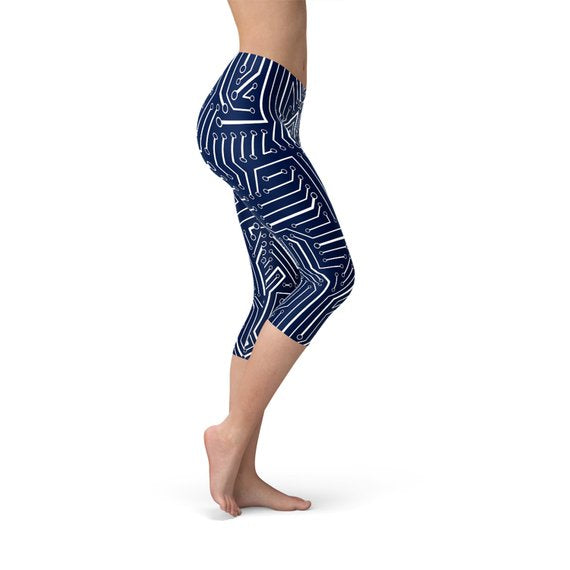 Womens Navy Blue Circuit Capri Leggings