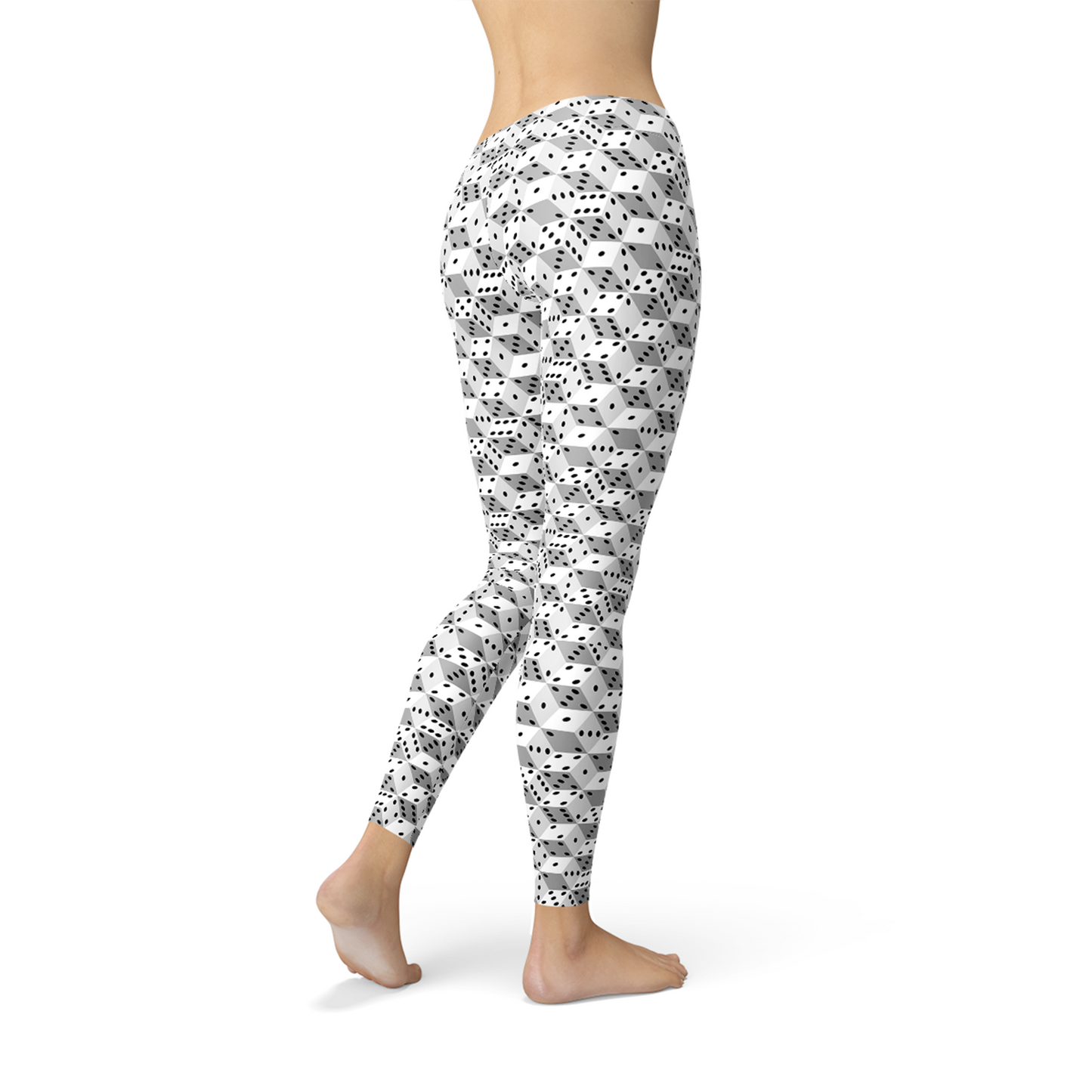 Womens Black and White Dice Leggings